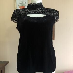 NWOT Killstar Eternally Yours Black Velvet Lace Top 3XL Cap Sleeve Peek-a-boo